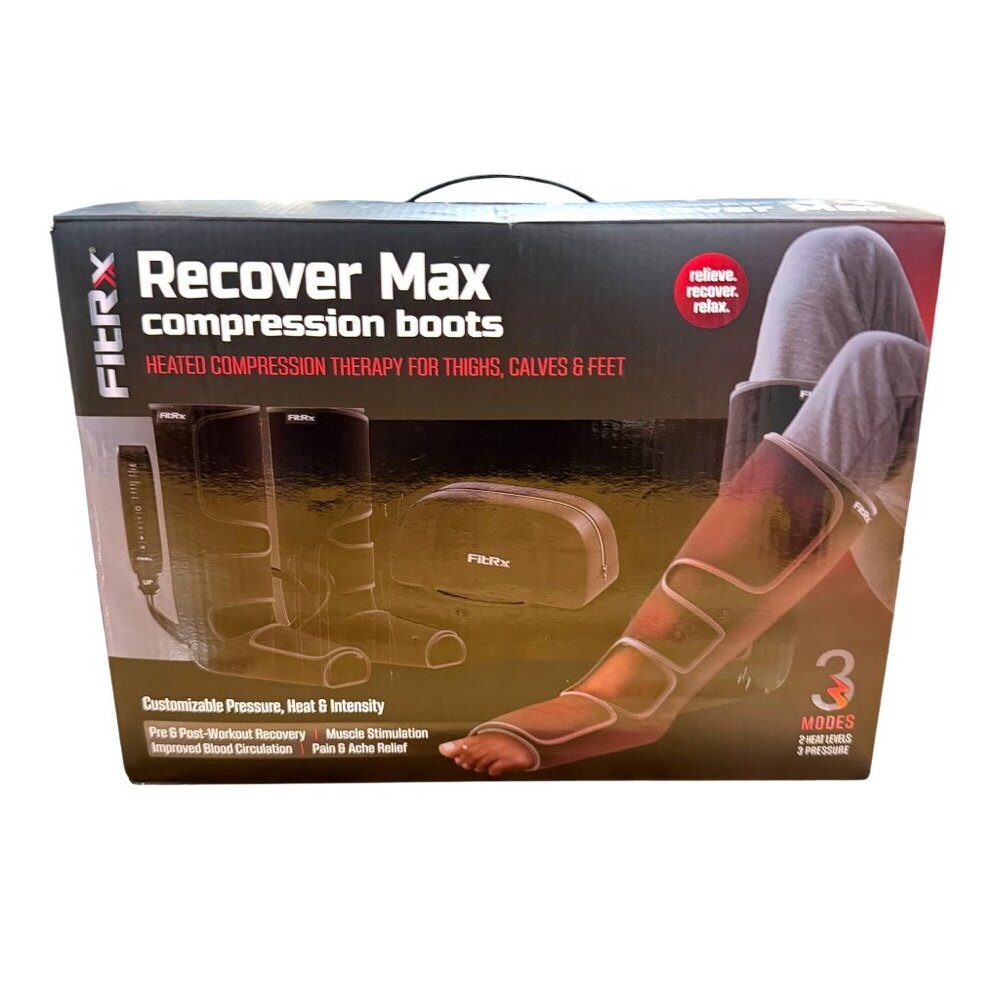 FitRX Recover Max Compression Boots NEW Heated Therapy Remote 3 Modes